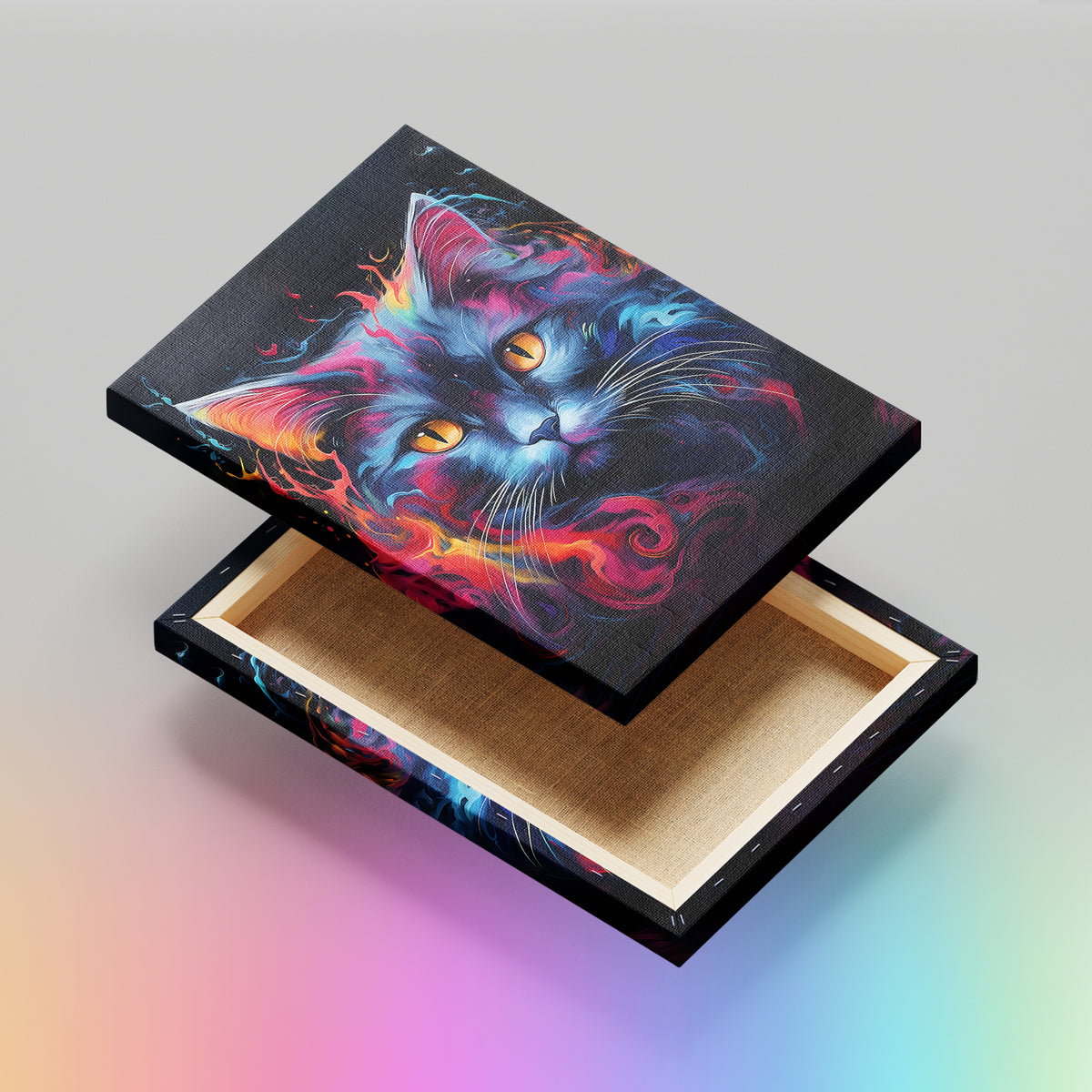 Colorful Cat Portrait - High-Quality Canvas Print | Custom Photo Canvas Print, Also Custom Canvas Prints with Your Photos