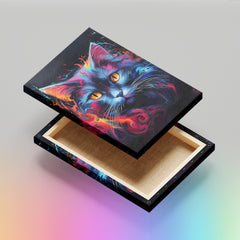 Colorful Cat Portrait - High-Quality Canvas Print | Custom Photo Canvas Print, Also Custom Canvas Prints with Your Photos