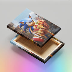 Super Sonic Holds a Pizza - High-Quality Canvas Print | Custom Photo Canvas Print, Also Custom Canvas Prints with Your Photos