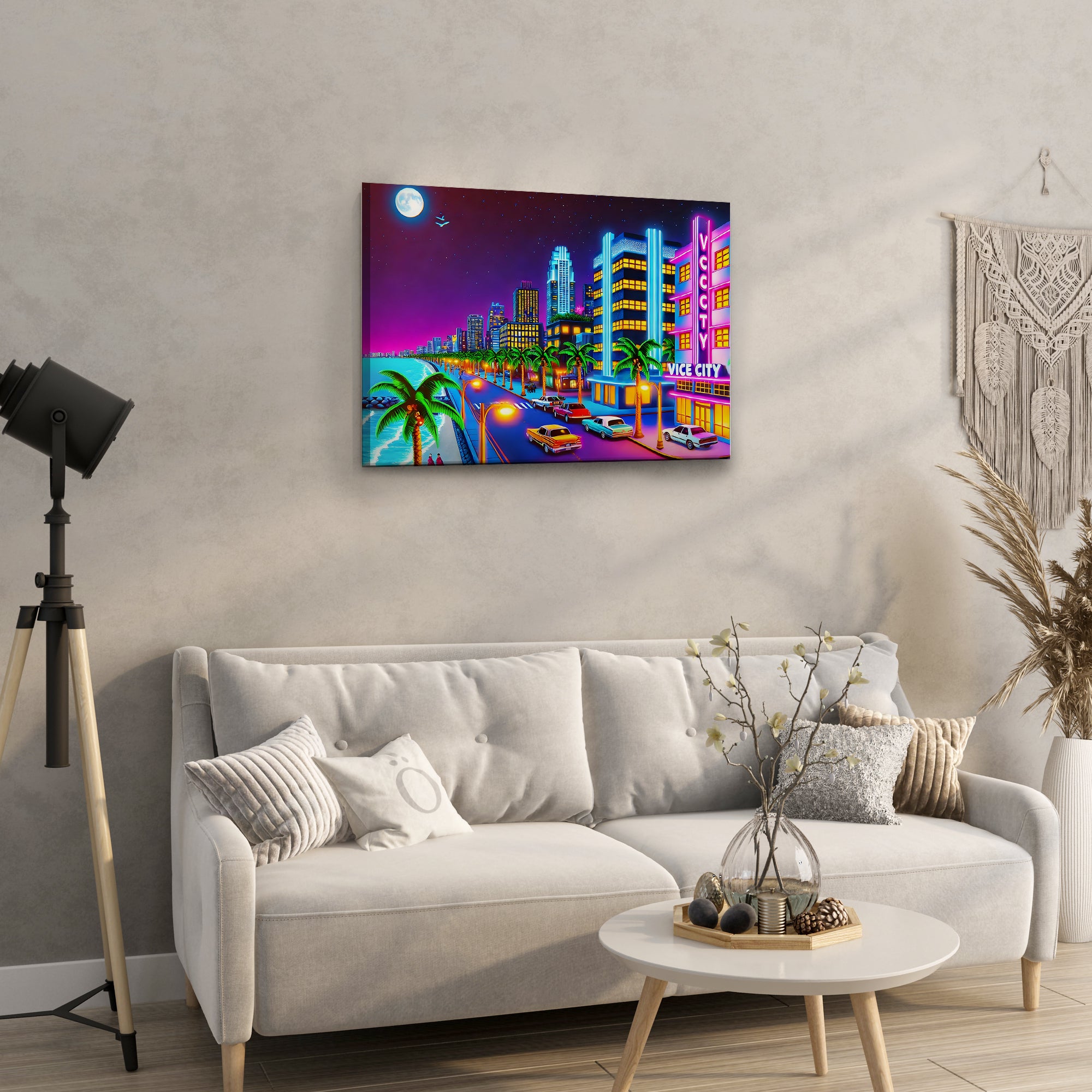 Vice City at Night - High-Quality Canvas Print | Custom Photo Canvas Print, Also Custom Canvas Prints with Your Photos