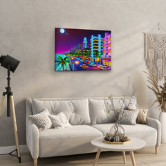 Vice City at Night - High-Quality Canvas Print | Custom Photo Canvas Print, Also Custom Canvas Prints with Your Photos