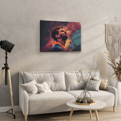 Messi's Cosmic Contemplation - High-Quality Canvas Print | Custom Photo Canvas Print, Also Custom Canvas Prints with Your Photos