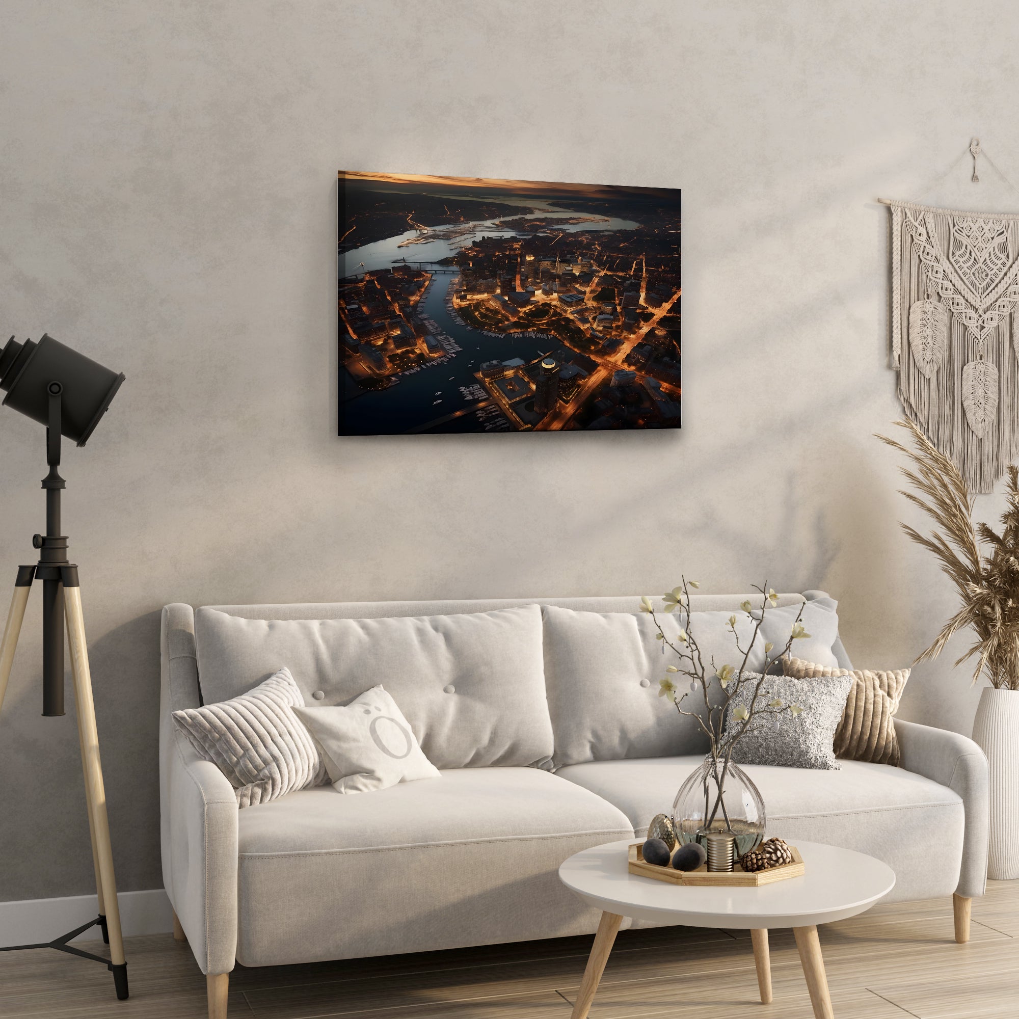 Bird's Eye View City Night - High-Quality Canvas Print | Custom Photo Canvas Print, Also Custom Canvas Prints with Your Photos