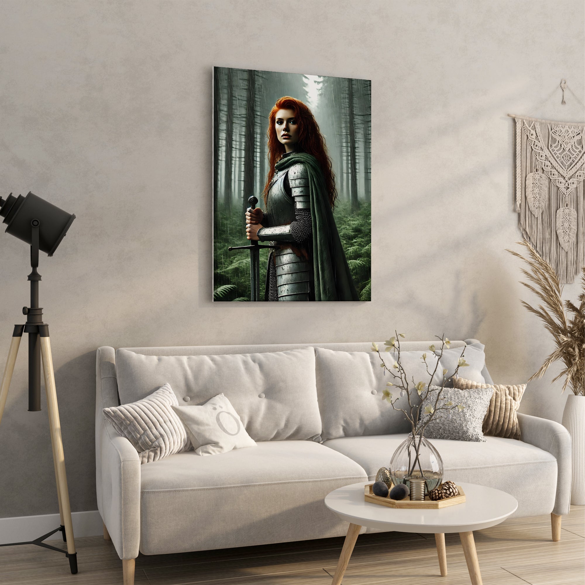 Redheaded Warrior in Rainy Forest - High-Quality Canvas Print | Custom Photo Canvas Print, Also Custom Canvas Prints with Your Photos