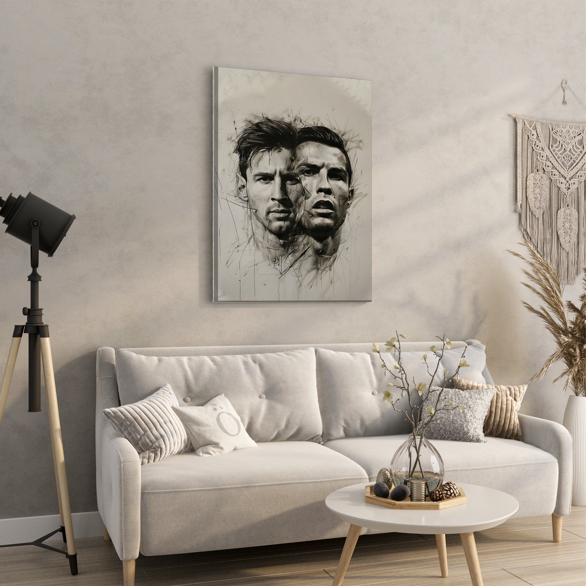 Dual Portrait of Soccer Legends - High-Quality Canvas Print | Custom Photo Canvas Print, Also Custom Canvas Prints with Your Photos