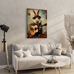 Rabbit Playing Guitar Vintage Portrait - High-Quality Canvas Print | Custom Photo Canvas Print, Also Custom Canvas Prints with Your Photos