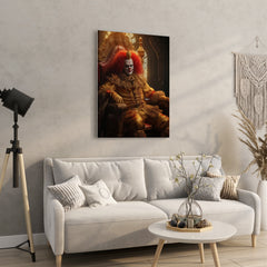 Creepy Clown Sits on His Throne Portrait - High-Quality Canvas Print | Custom Photo Canvas Print, Also Custom Canvas Prints with Your Photos