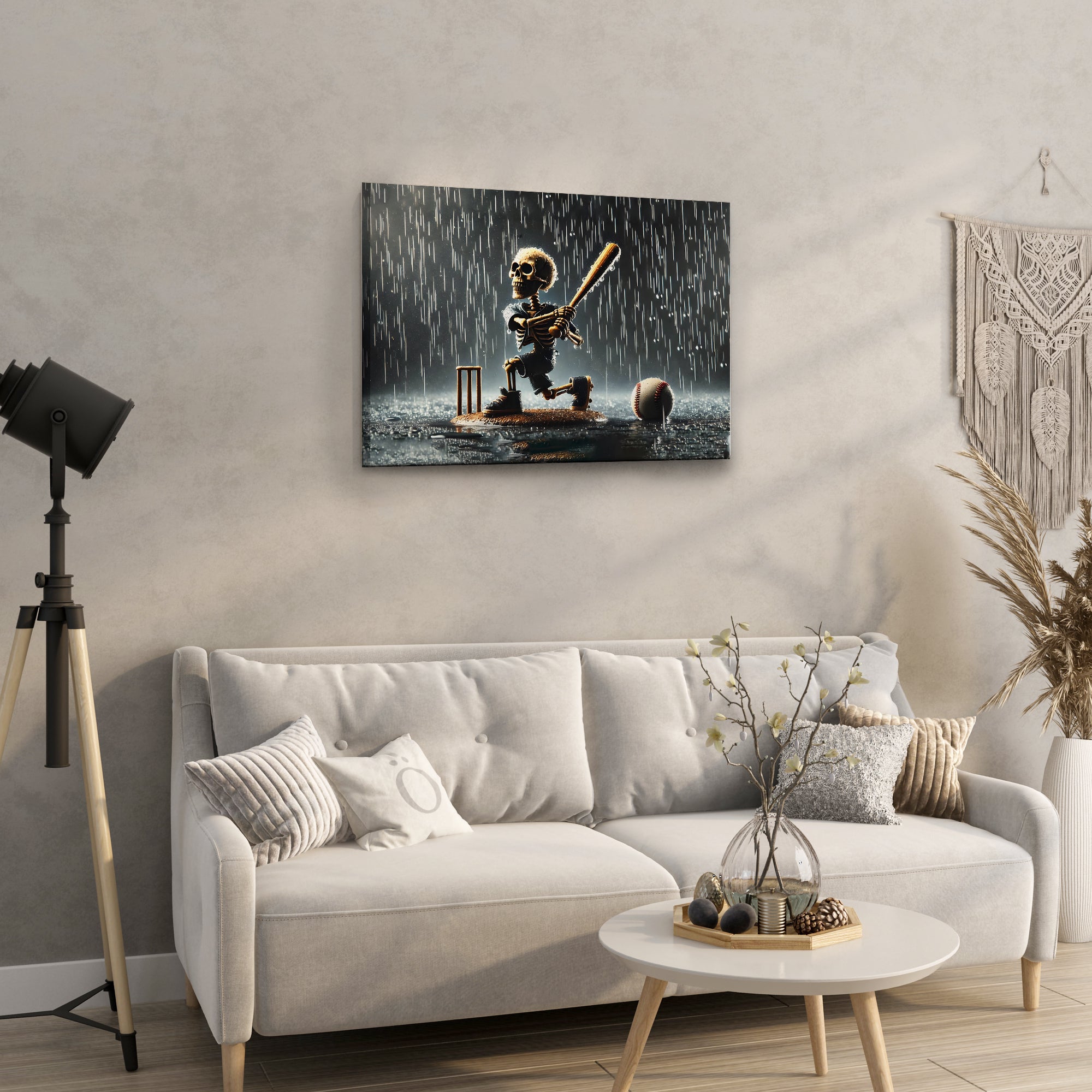 Skeleton Baseball in the Rain - High-Quality Canvas Print | Custom Photo Canvas Print, Also Custom Canvas Prints with Your Photos