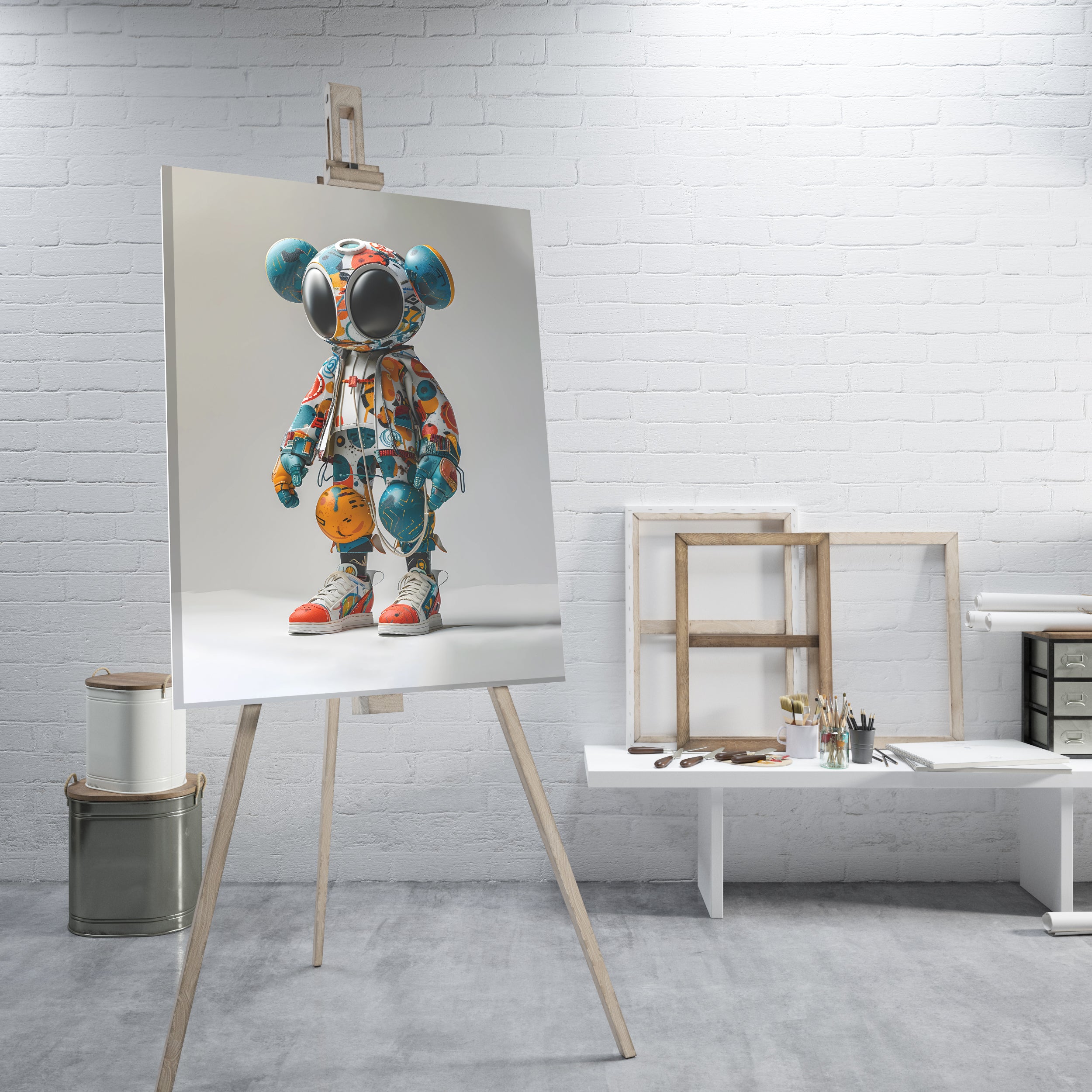 Retro Robot Bear - High-Quality Canvas Print | Custom Photo Canvas Print, Also Custom Canvas Prints with Your Photos