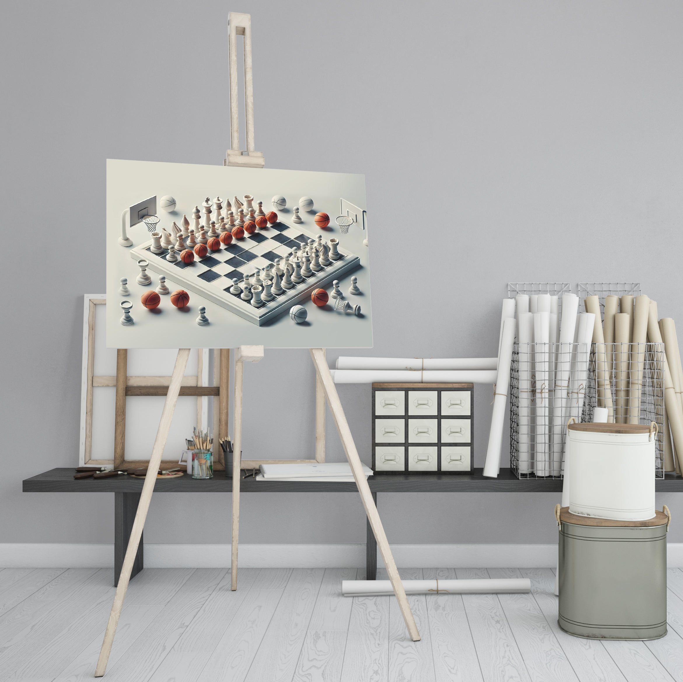 Chess Meets Basketball: A Unique Fusion - High-Quality Canvas Print | Custom Photo Canvas Print, Also Custom Canvas Prints with Your Photos