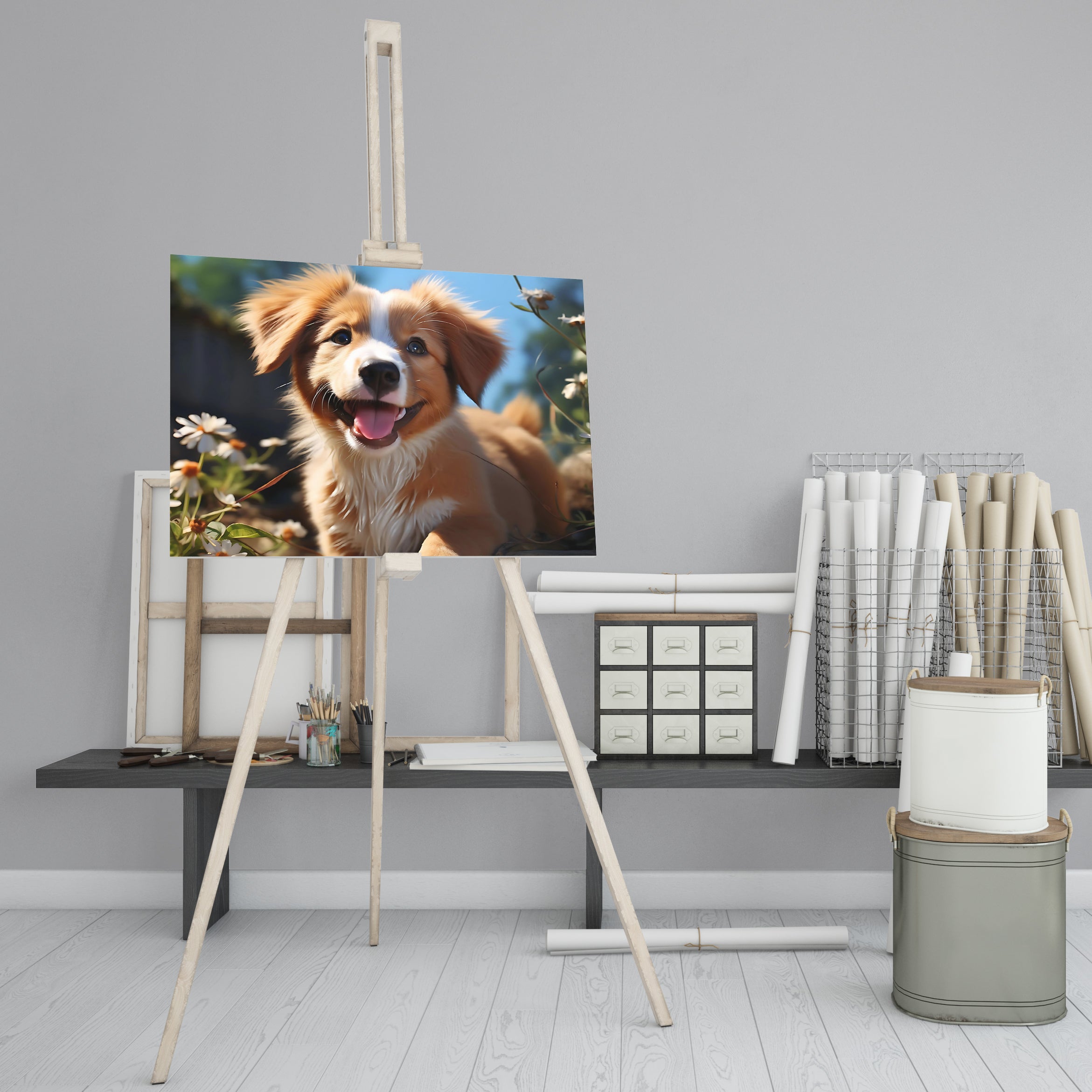 Adorable Puppy in the Garden - High-Quality Canvas Print | Custom Photo Canvas Print, Also Custom Canvas Prints with Your Photos