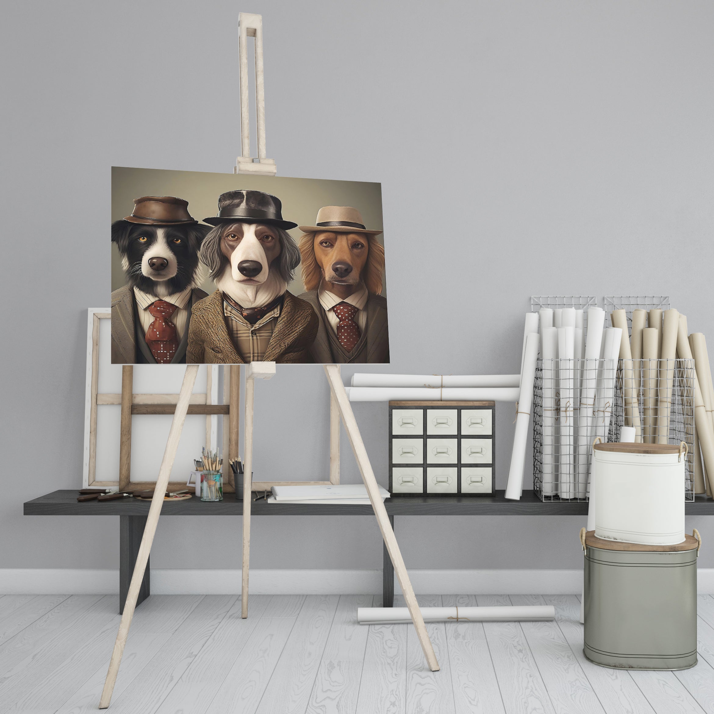 1940s Gangster Dogs Portrait - High-Quality Canvas Print | Custom Photo Canvas Print, Also Custom Canvas Prints with Your Photos