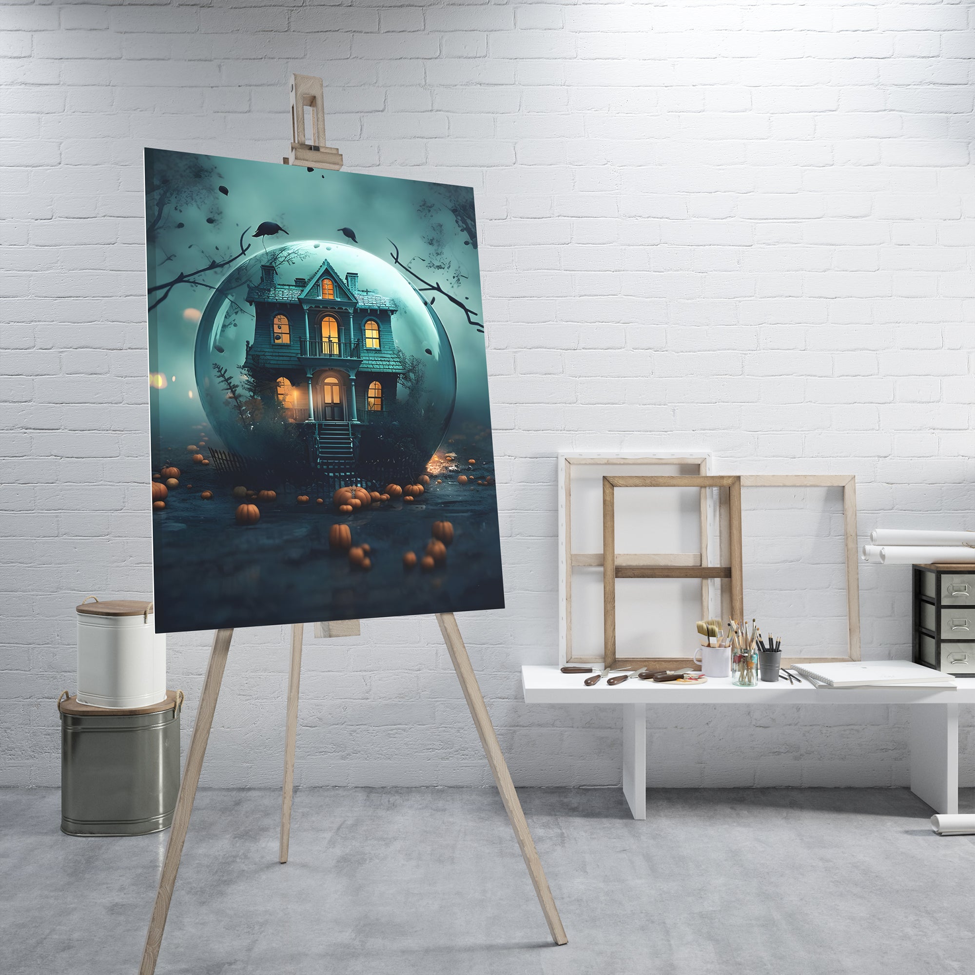 Casa encantada de Halloween - Impresión en lienzo de alta calidad | Impresión en lienzo con fotografía personalizada, también impresiones en lienzo personalizadas con sus fotos