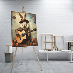 Rabbit Playing Guitar Vintage Portrait - High-Quality Canvas Print | Custom Photo Canvas Print, Also Custom Canvas Prints with Your Photos