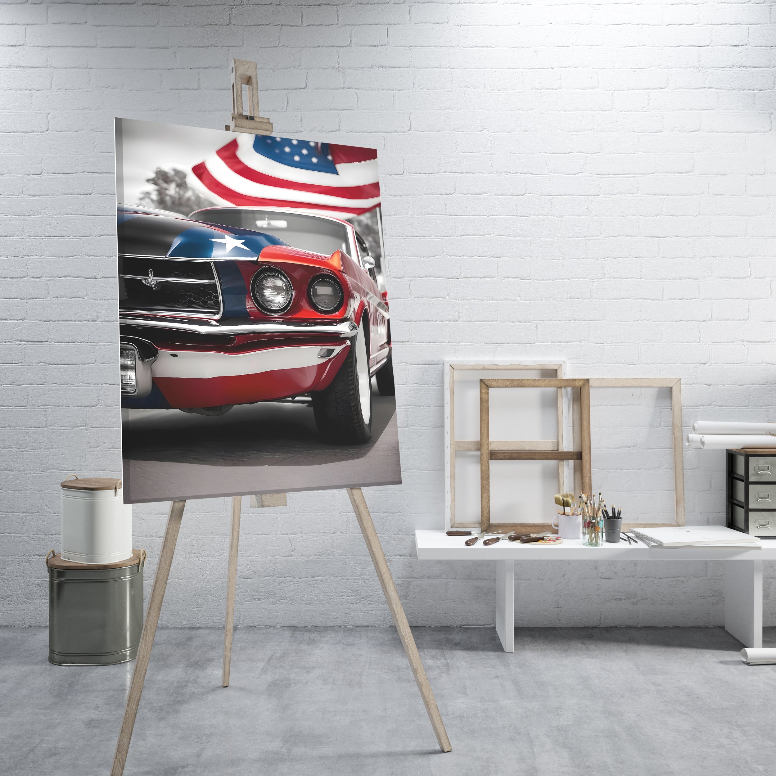 Patriotic Mustang - High-Quality Canvas Print | Custom Photo Canvas Print, Also Custom Canvas Prints with Your Photos