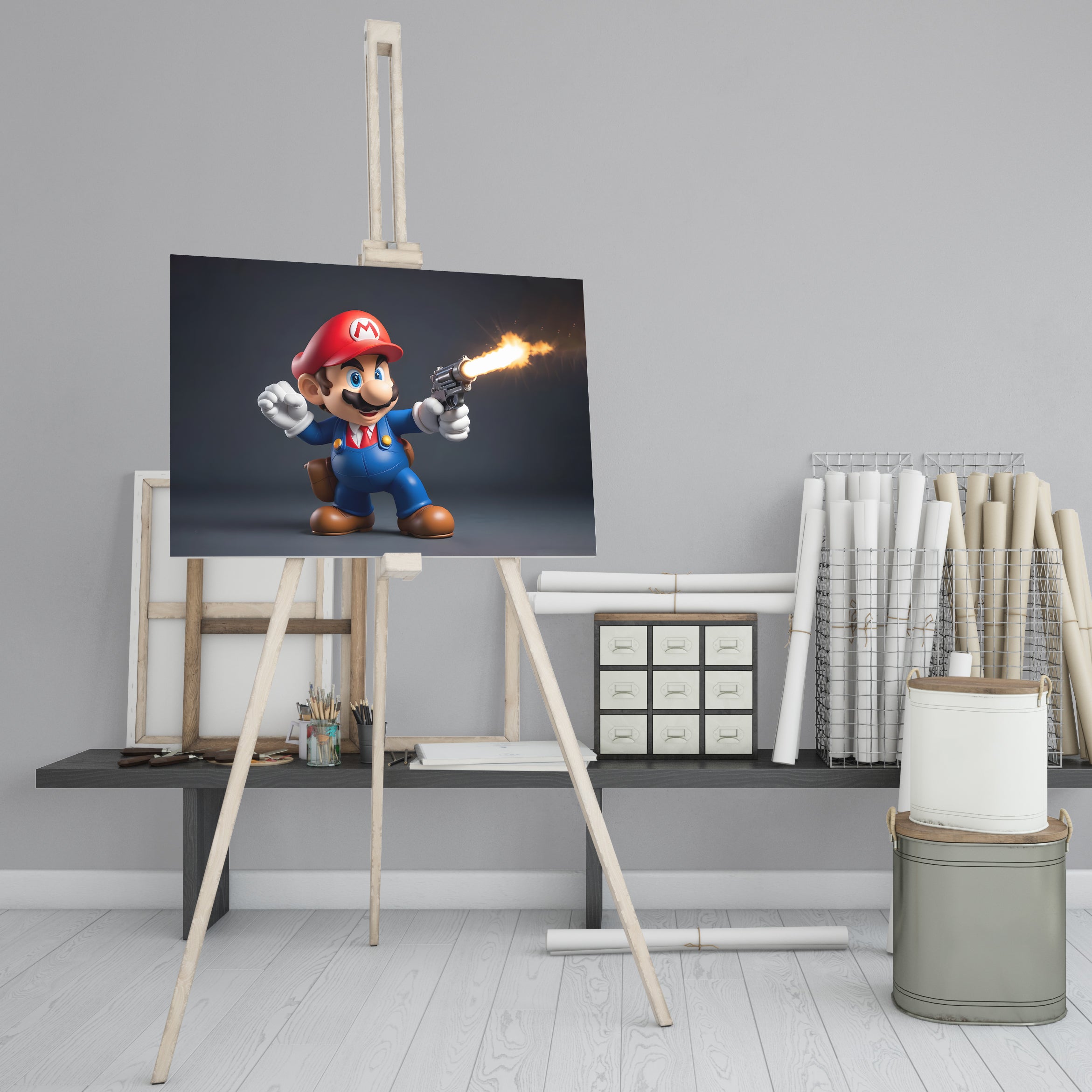 Super Mario's Fiery Showdown - High-Quality Canvas Print | Custom Photo Canvas Print, Also Custom Canvas Prints with Your Photos