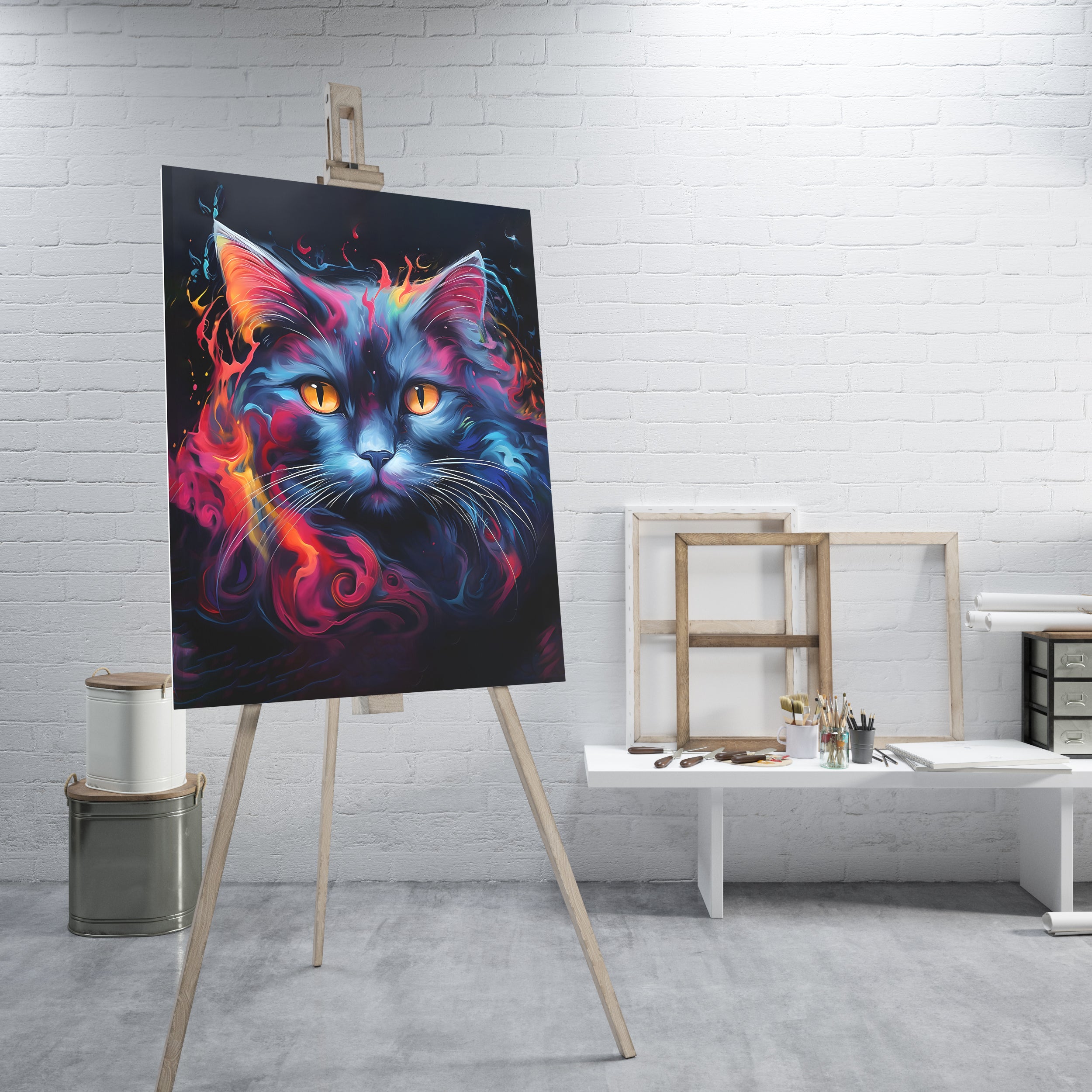 Colorful Cat Portrait - High-Quality Canvas Print | Custom Photo Canvas Print, Also Custom Canvas Prints with Your Photos