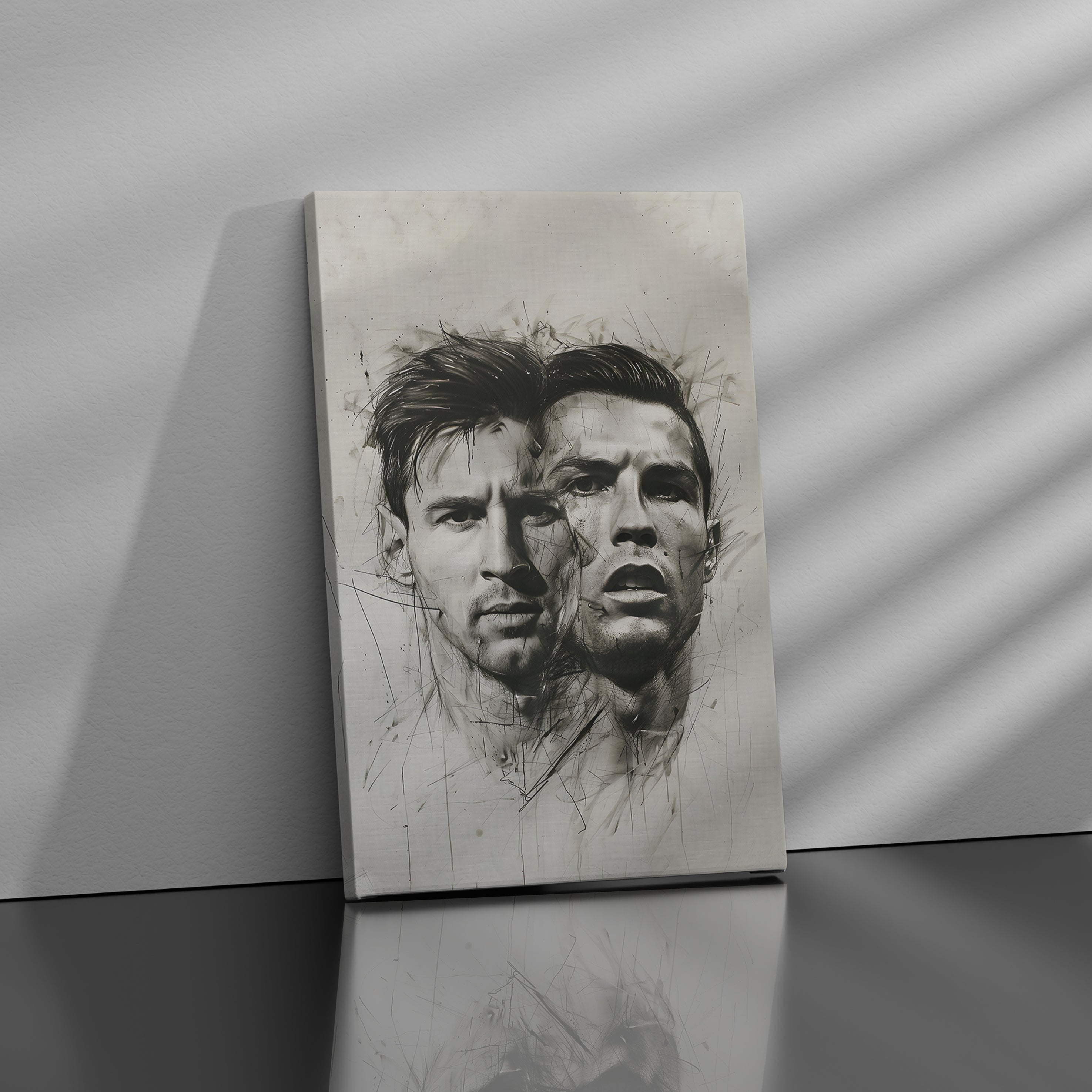 Dual Portrait of Soccer Legends - High-Quality Canvas Print | Custom Photo Canvas Print, Also Custom Canvas Prints with Your Photos