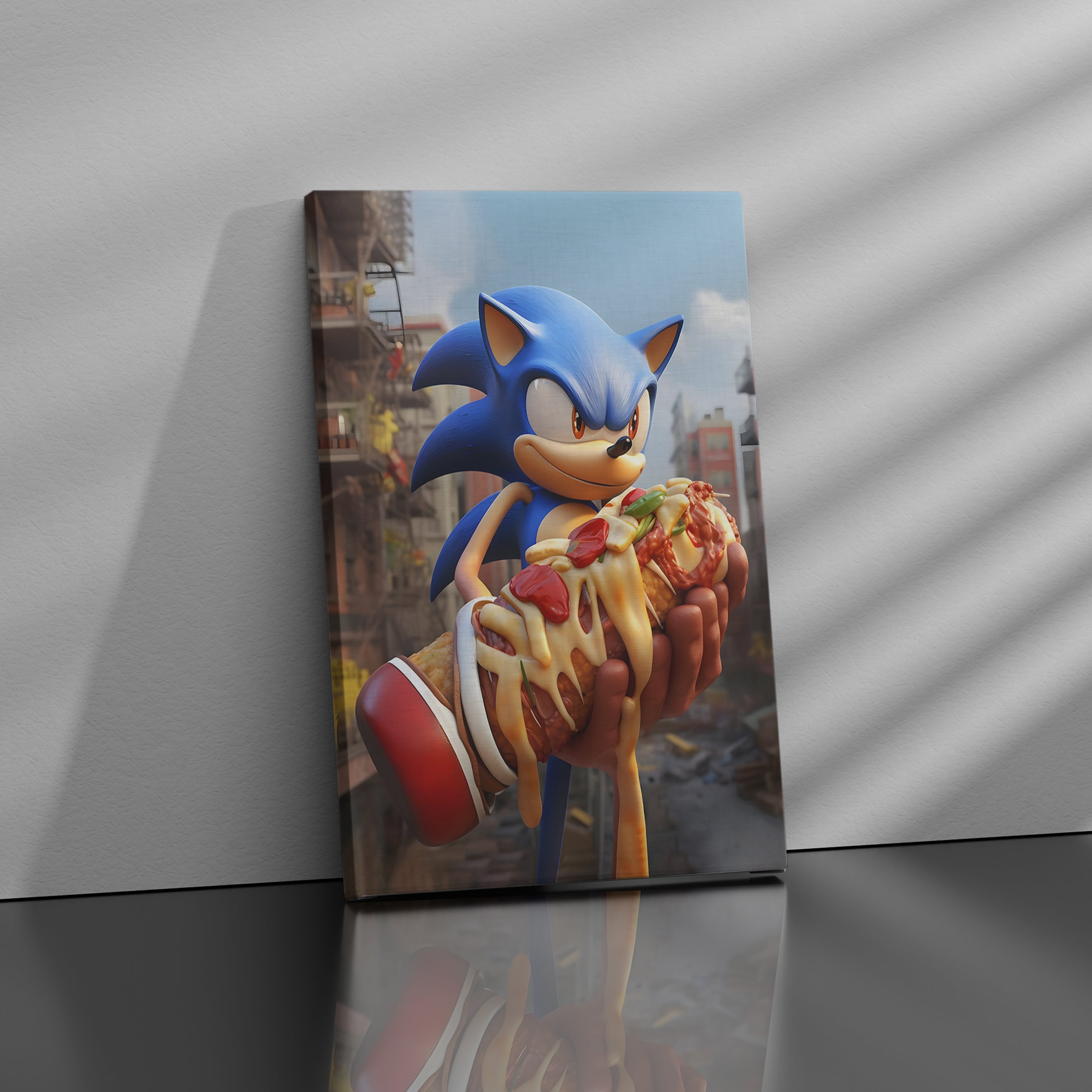 Super Sonic Holds a Pizza - High-Quality Canvas Print | Custom Photo Canvas Print, Also Custom Canvas Prints with Your Photos