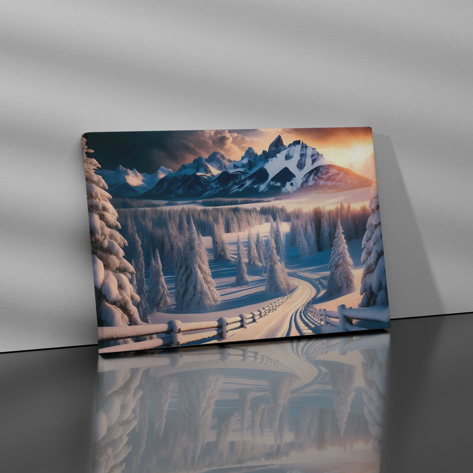 Snowy Mountain Landscape at Sunset - High-Quality Canvas Print | Custom Photo Canvas Print, Also Custom Canvas Prints with Your Photos